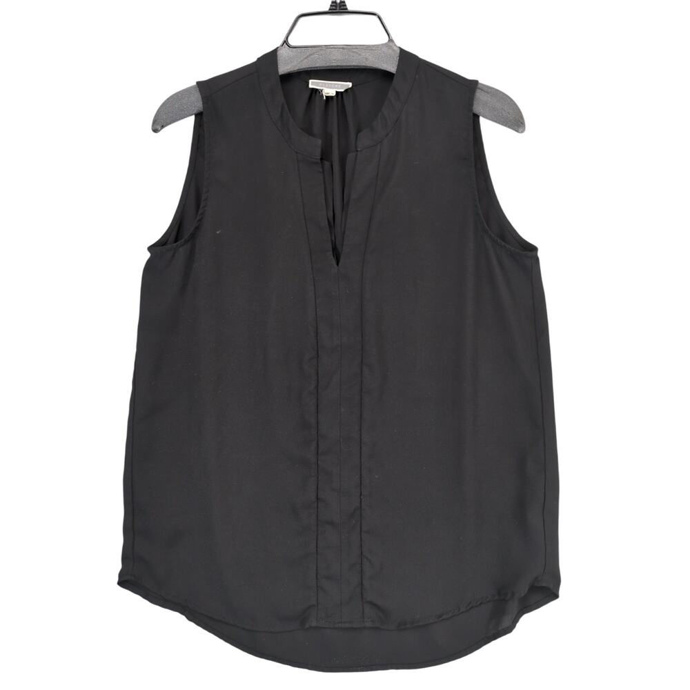 Pleione Women's S‎ Black Chiffon Sleeveless Blouse Sheer V-Neck Career Office
